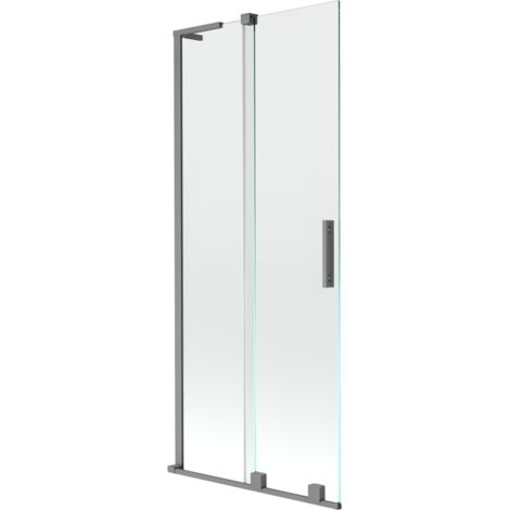 Mexen Velar L paravent de baignoire coulissant à 2 panneaux 85 x 150 cm, transparent, gun metal - 896-085-003-01-95