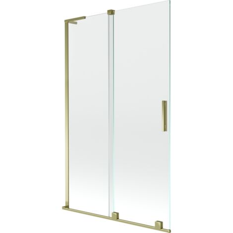 Mexen Velar L paroi de baignoire 2 volets coulissants 110 x 150 cm, transparent, doré - 896-110-003-01-50