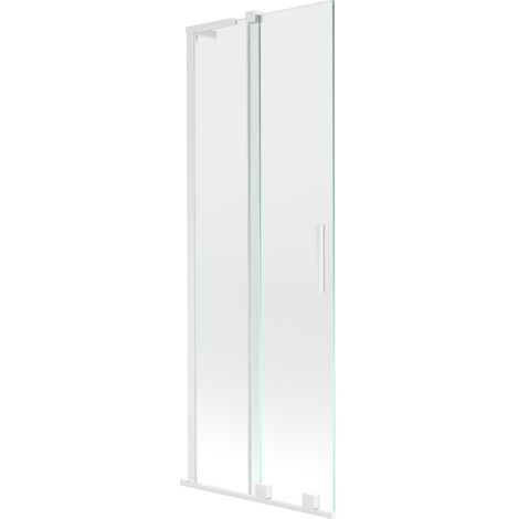 Mexen Velar L paroi de baignoire 2 volets coulissants 75 x 150 cm, transparent, blanc - 896-075-003-01-20