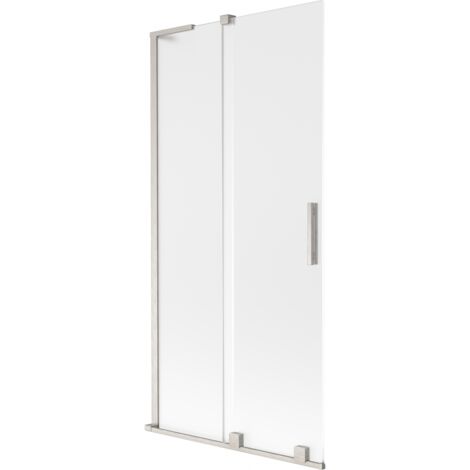 Mexen Velar L paroi de baignoire 2 volets coulissants 95 x 150 cm, givré, nickel brossé - 896-095-003-31-97