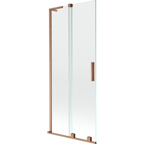 Mexen Velar L paroi de baignoire coulissante à 2 battants 80 x 150 cm, transparent, cuivre brossé - 896-080-003-01-65