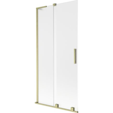 Mexen Velar L paroi de baignoire coulissante à 2 volets 95 x 150 cm, givré, or brossé - 896-095-003-31-55