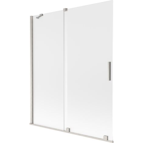 Mexen Velar mampara de ba帽era corredera de 2 hojas 140 x 150 cm, escarchado, n铆quel cepillado - 896-140-000-31-97