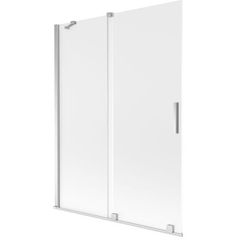 Mexen Velar mampara de ba帽era de 2 paneles deslizantes 130 x 150 cm, escarchado, cromo - 896-130-000-31-01