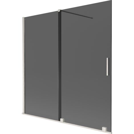 Mexen Velar mampara de ba帽o 2-paneles deslizantes 160 x 150 cm, grafito, n铆quel cepillado - 896-160-000-41-97