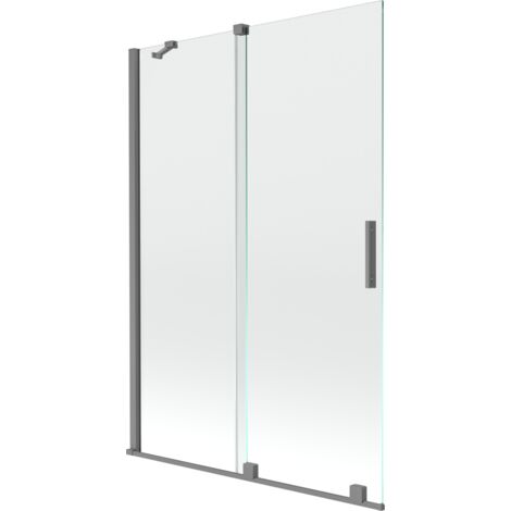 Mexen Velar mampara de ba帽o de 2 hojas correderas 120 x 150 cm, transparente, metal gun - 896-120-000-01-95