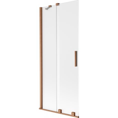 Mexen Velar mampara de ba帽o de 2 hojas correderas 80 x 150 cm, escarchada, cobre cepillado - 896-080-000-31-65