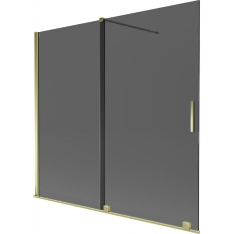 Mexen Velar mampara de ducha de 2 hojas correderas 170 x 150 cm, grafito, dorado - 896-170-000-41-50