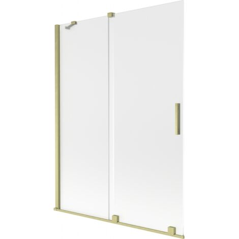Mexen Velar mampara de ducha de 2 hojas corredizas 130 x 150 cm, escarchado, dorado cepillado - 896-130-000-31-55
