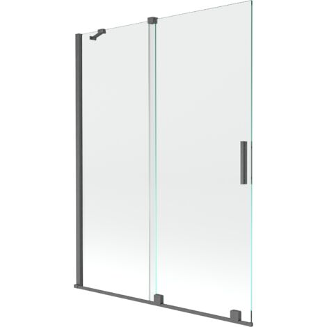 Mexen Velar mampara de ducha de 2 hojas deslizantes 130 x 150 cm, transparente, gris plomo cepillado - 896-130-000-01-66