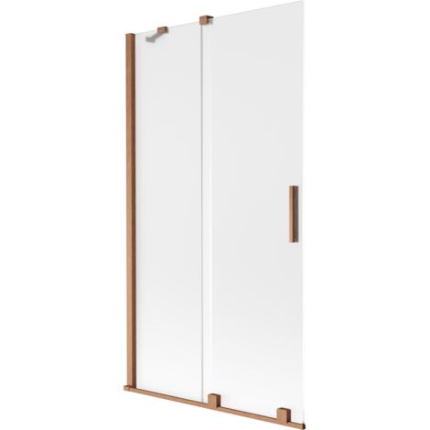 Mexen Velar pantalla de ba帽era de 2 hojas correderas 100 x 150 cm, escarcha, cobre cepillado - 896-100-000-31-65