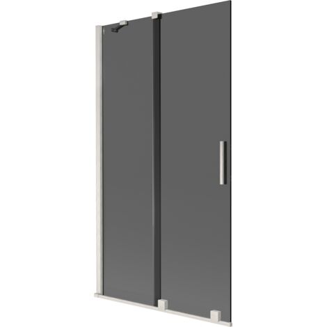 Mexen Velar paratia da vasca da bagno a 2 ante scorrevoli 100 x 150 cm, grafite, nichel spazzolato - 896-100-000-41-97