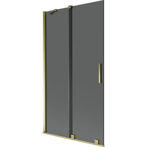 Mexen Velar paratia per vasca da bagno 2-ante scorrevole 100 x 150 cm, grafite, oro - 896-100-000-41-50