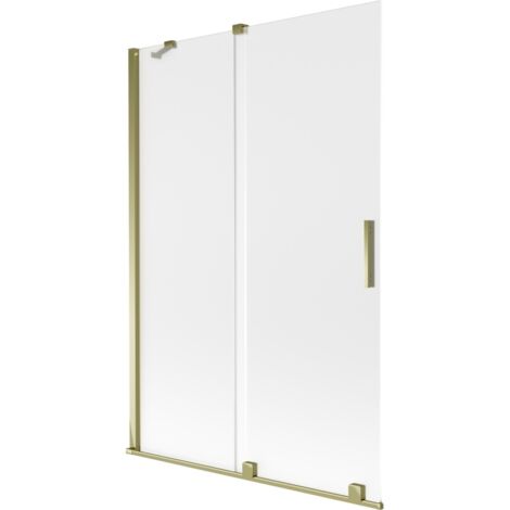 Mexen Velar paratia per vasca da bagno a 2 ante scorrevoli 120 x 150 cm, ghiaccio, dorato - 896-120-000-31-50