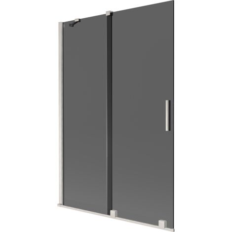 Mexen Velar paratia per vasca da bagno a due ante scorrevoli 120 x 150 cm, grafite, nichel spazzolato - 896-120-000-41-97