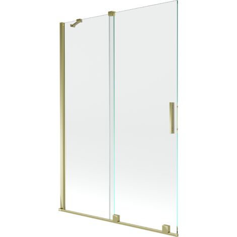 Mexen Velar paratia per vasca da bagno scorrevole a 2 ante 120 x 150 cm, trasparente, dorato - 896-120-000-01-50