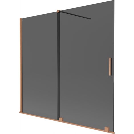 Mexen Velar paratia per vasca da bagno scorrevole a 2 ante 170 x 150 cm, grafite, rame spazzolato - 896-170-000-41-65