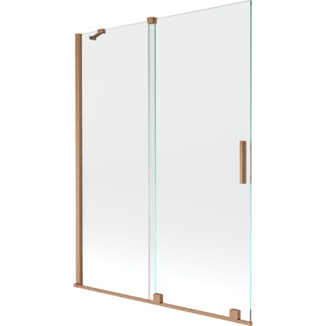 Mexen Velar paravento da bagno 2 ante scorrevoli 130 x 150 cm, trasparente, rame spazzolato - 896-130-000-01-65
