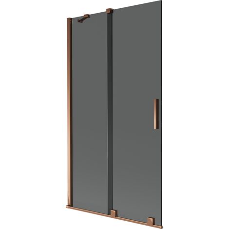 Mexen Velar paravento da vasca 2 ante scorrevoli 100 x 150 cm, grafite, oro rosa - 896-100-000-41-60