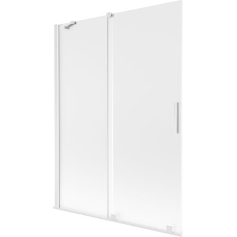 Mexen Velar paravento per vasca da 2 ante scorrevoli 130 x 150 cm, brina, bianco - 896-130-000-31-20