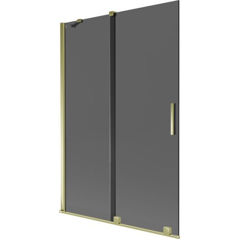 Mexen Velar paravento per vasca da bagno a 2 ante scorrevoli 120 x 150 cm, grafite, oro - 896-120-000-41-50
