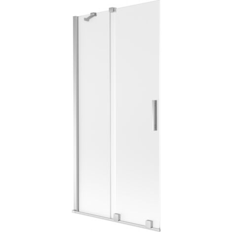 Mexen Velar paravento per vasca da bagno a 2 ante scorrevoli 95 x 150 cm, brina, cromo - 896-095-000-31-01