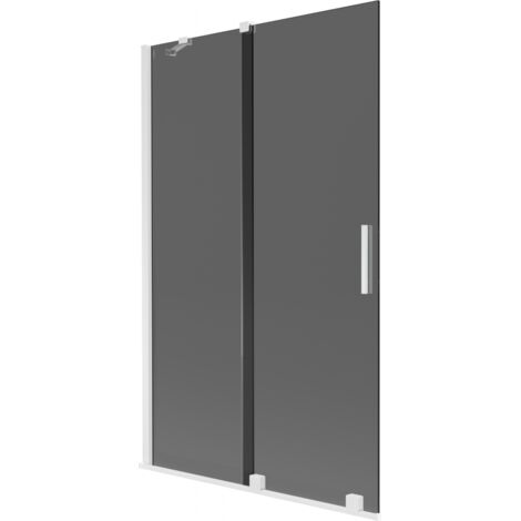 Mexen Velar paravento per vasca da bagno scorrevole a 2 ante 110 x 150 cm, grafite, bianco - 896-110-000-41-20