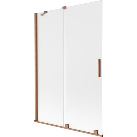 Mexen Velar paravento per vasca da bagno scorrevole a 2 ante 120 x 150 cm, brina, rame spazzolato - 896-120-000-31-65