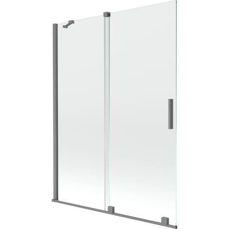 Mexen Velar parete para-doccia a 2 ante scorrevoli 130 x 150 cm, trasparente, metallo gun - 896-130-000-01-95