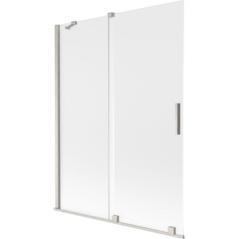Mexen Velar paroi de baignoire coulissante à 2 volets 130 x 150 cm, givre, nickel brossé - 896-130-000-31-97