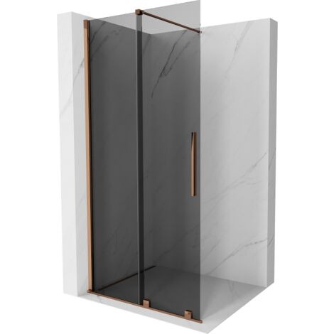 Mexen Velar Walk-in-Duschwand 75 x 200 cm, graphit 8 mm, roségold - 871-075-000-43-60