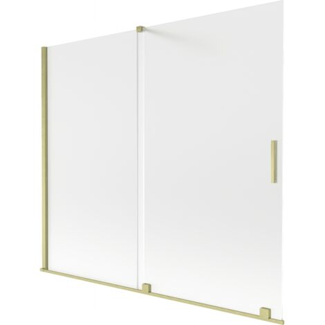 Mexen Velar zweiteilige, verschiebbare Badewannenabtrennung 180 x 150 cm, matt, gebürstetes Gold - 896-180-000-31-55