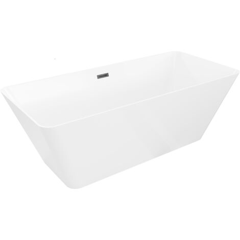 Mexen Velo Slim ba帽era exenta 170 x 75 cm, blanca, rebosadero negro - 52811707500-70