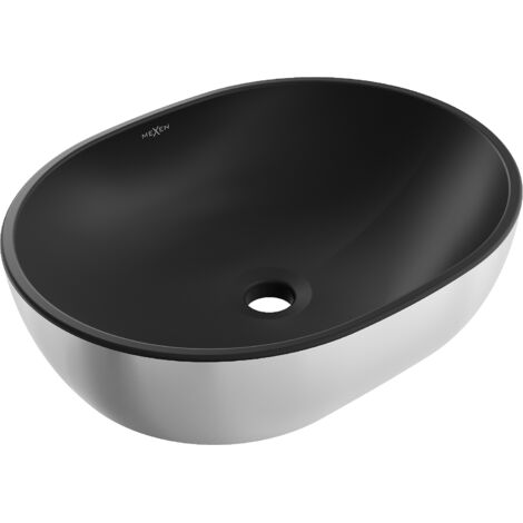 Mexen Viki lavabo da appoggio 48 x 35 cm, nero opaco/argento - 21054874