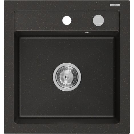 Mexen Vito 1-Becken-Granit-Spüle 520 x 490 mm, Schwarz/Gold Metallisch - 6503521000-75