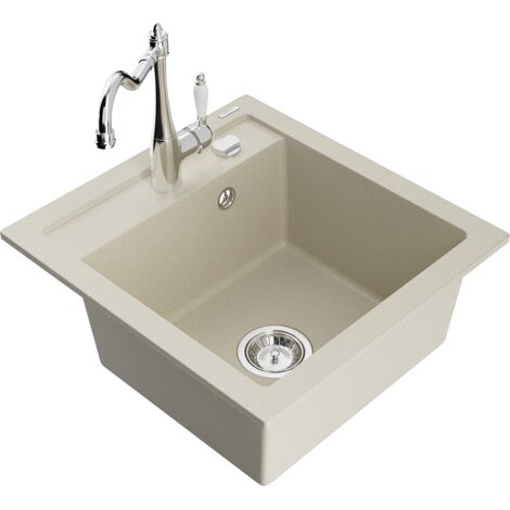 Mexen Vito 1-Becken-Granit-Spüle mit Mischbatterie Carla, Beige - 6503-69-670700-00
