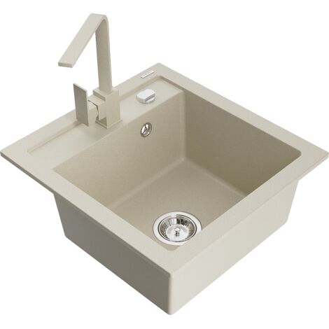 Mexen Vito 1-Becken-Granit-Spüle mit Mischbatterie Rita, Beige - 6503-69-670300-69