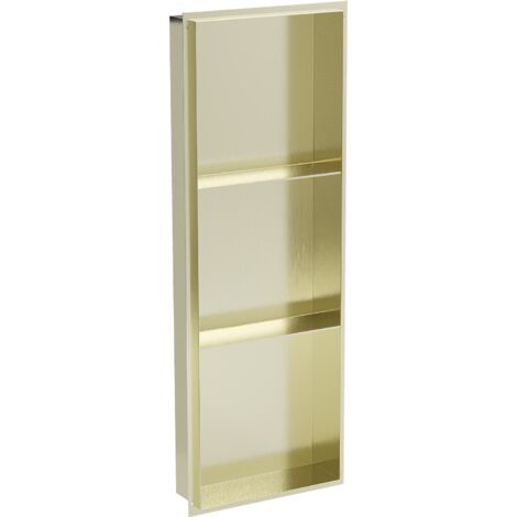 Mexen X-Wall-NR estante empotrado sin borde con balda 90 x 30 cm, dorado cepillado - 1951903010S