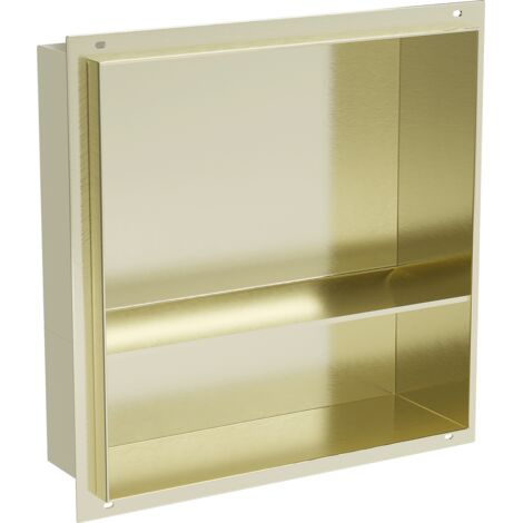 Mexen X-Wall-NR mensola a incasso senza cornice con ripiano 30 x 30 cm, oro spazzolato - 1951303010S