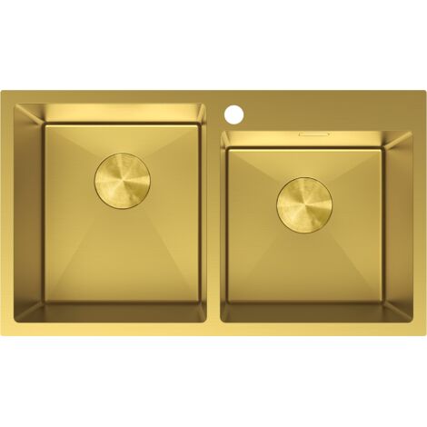 Mexen Xorin Doppelspülbecken aus Edelstahl 780 x 450 mm, gold - 6441782000-55