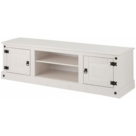 MexicoMeuble TV 160cm avec 2 tiroirs en pin blanc