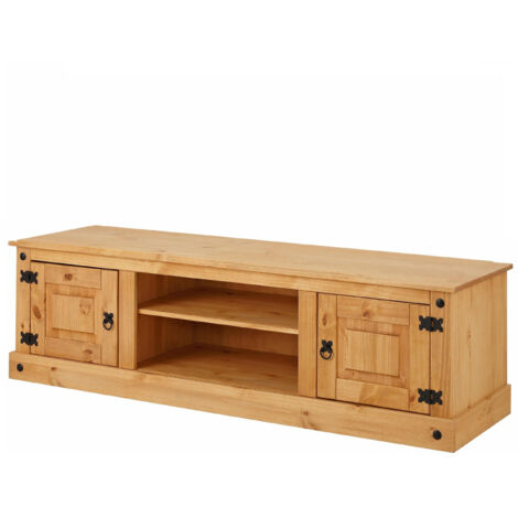 MexicoMeuble TV 160cm avec 2 tiroirs en pin naturel