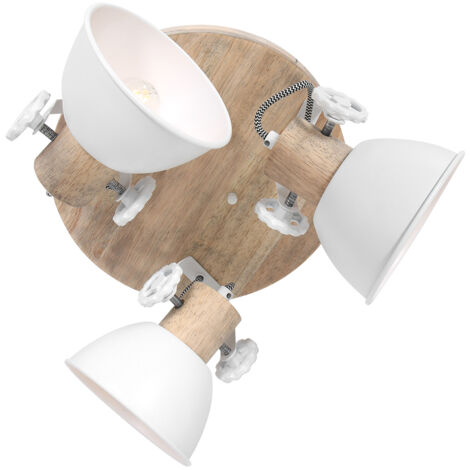 Mexlite - foco - Gearwood - blanco - metal madera de caucho - Ø
