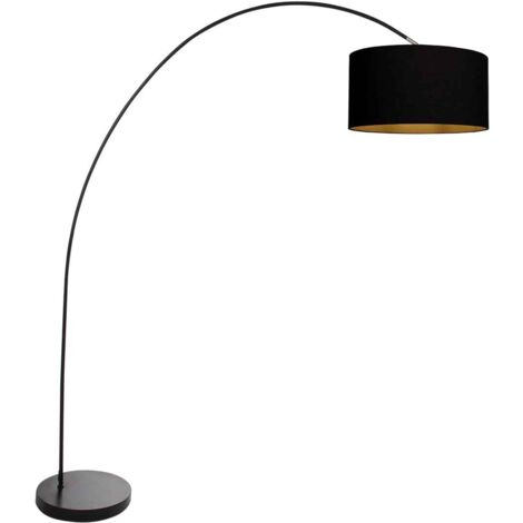 Mexlite - lampadaire - Solva - noir - lin métal - lampe arquée -