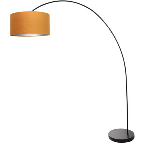 Mexlite - lampadaire - Solva - noir - métal tissu - lampe arquée