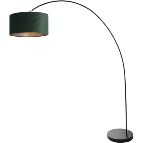 Mexlite - lampadaire - Solva - noir - métal tissu - lampe arquée