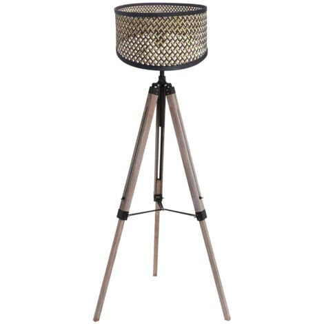 Mexlite - lampadaire - Triek - noir - bambou bois - Ø 75cm - E27