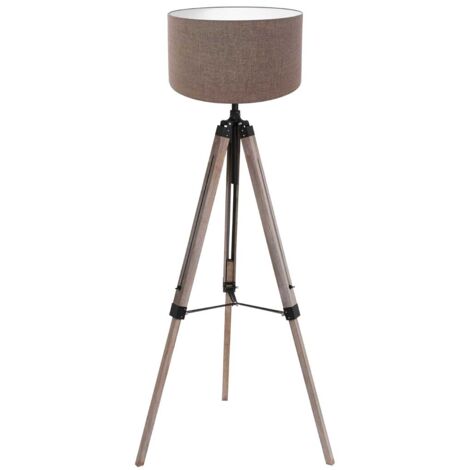 Mexlite - lampadaire - Triek - noir - bois lin - Ø 75cm - E27 -