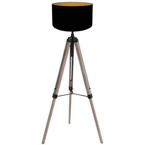Mexlite - lampadaire - Triek - noir - bois lin - Ø 75cm - E27 -