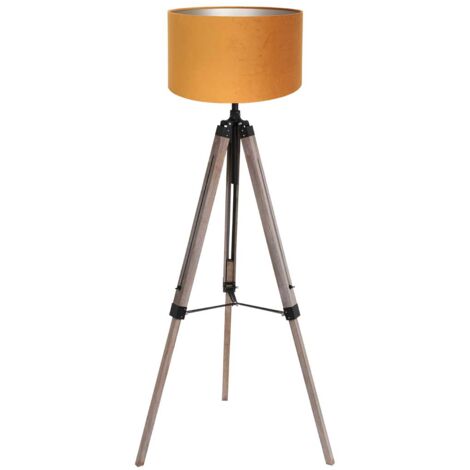 Mexlite - lampadaire - Triek - noir - bois velours tissu - Ø 75cm